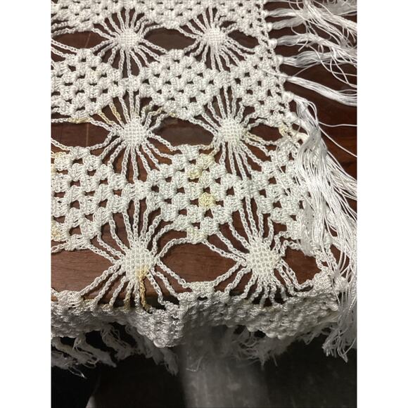 Vintage Crochet Bedspread Or Tablecloth - 42x40” - Picture 7 of 8